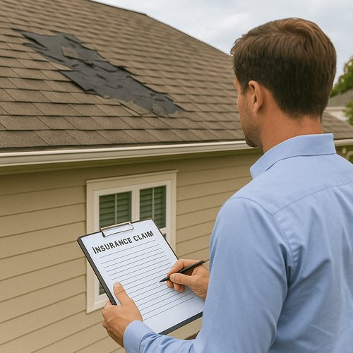 Roof insurance claim inspection with clipboard Redondo Beach